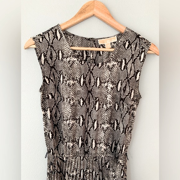 Michael Michael Kors Snake Skin Print Sleeveless Pleated Maxi Dress Size Xs
